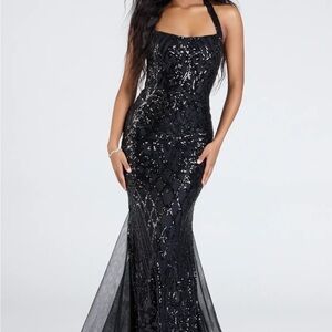 Windsor Esmeralda Halter Mermaid Sequin Formal DressGown